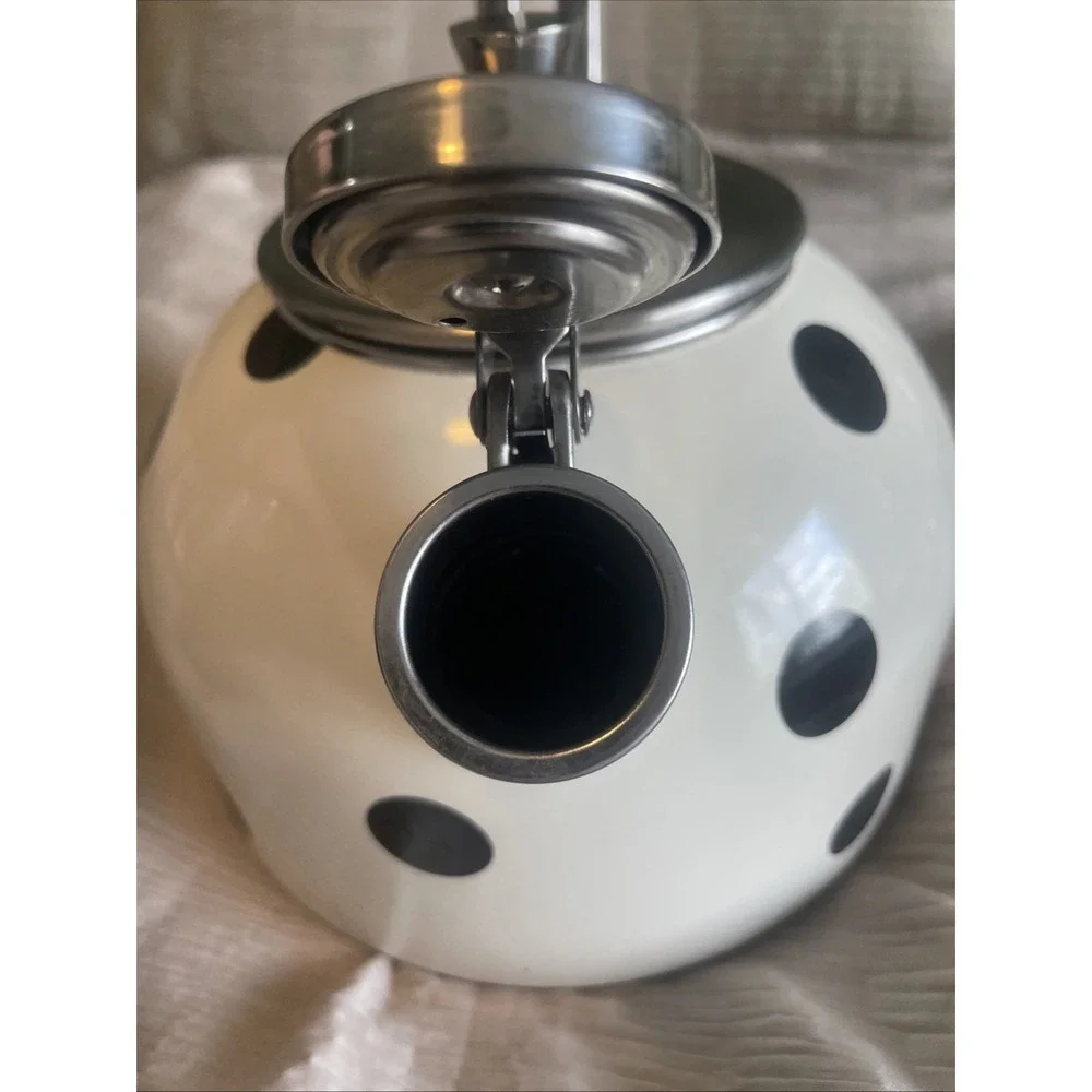 Kate Spade New York Lenox Deco Dot Whistling Tea Kettle White Black Polka Dot